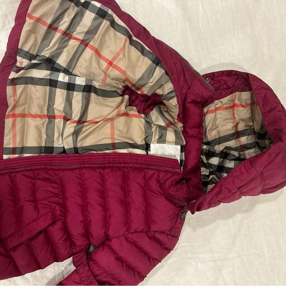 Kids Burberry Burgundy Janie Hooded Puffer Jacket - 6Y, Not worn - Picture 5 of 5